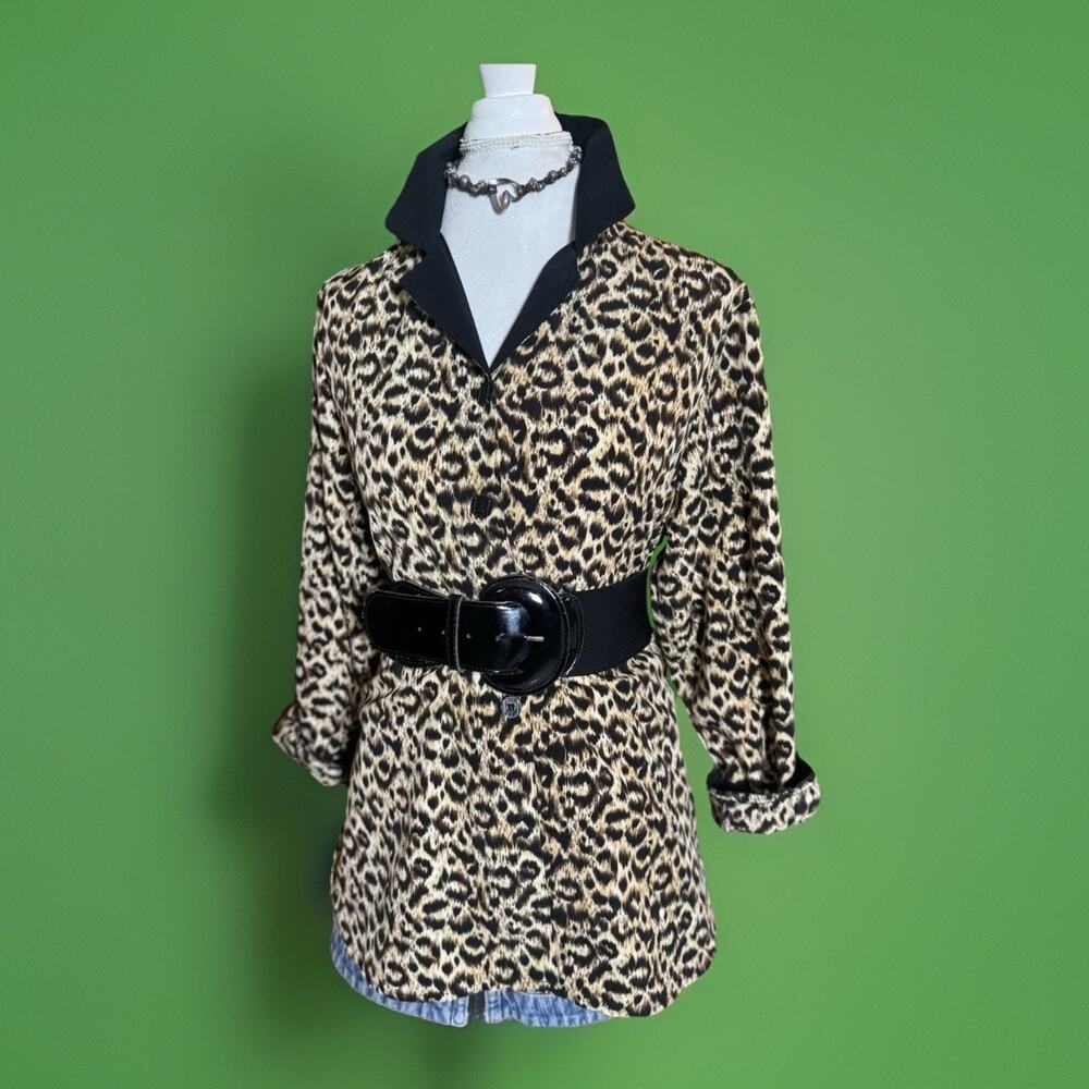 Leopard Vintage 80s/ 90s Oversized Blazer Dress Tunic | Mob Wife | Shoulder Pads
